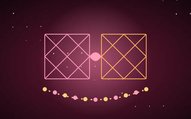 Two kundli charts joined by a garland