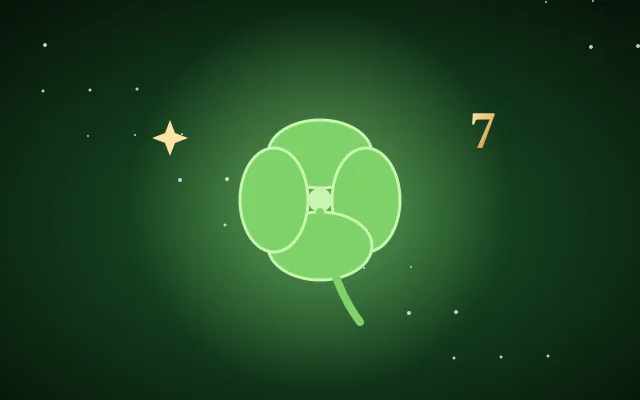 A four-leaf clover and stars
